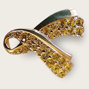 Vtg Swarovski Gold Yellow Rhinestone Broche Pin‎ Beautiful Jewelry Collection.